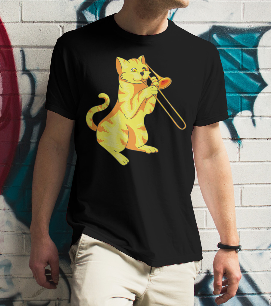 Cat Trombone Meow Music Collection T-Shirt