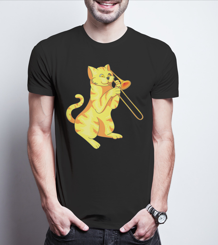 Cat Trombone Meow Music Collection T-Shirt