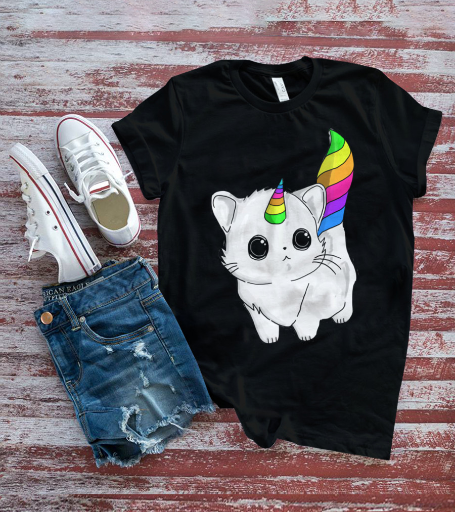 Caticorn Unicorn Rainbow Cat For Girls Boys Adults T-Shirt