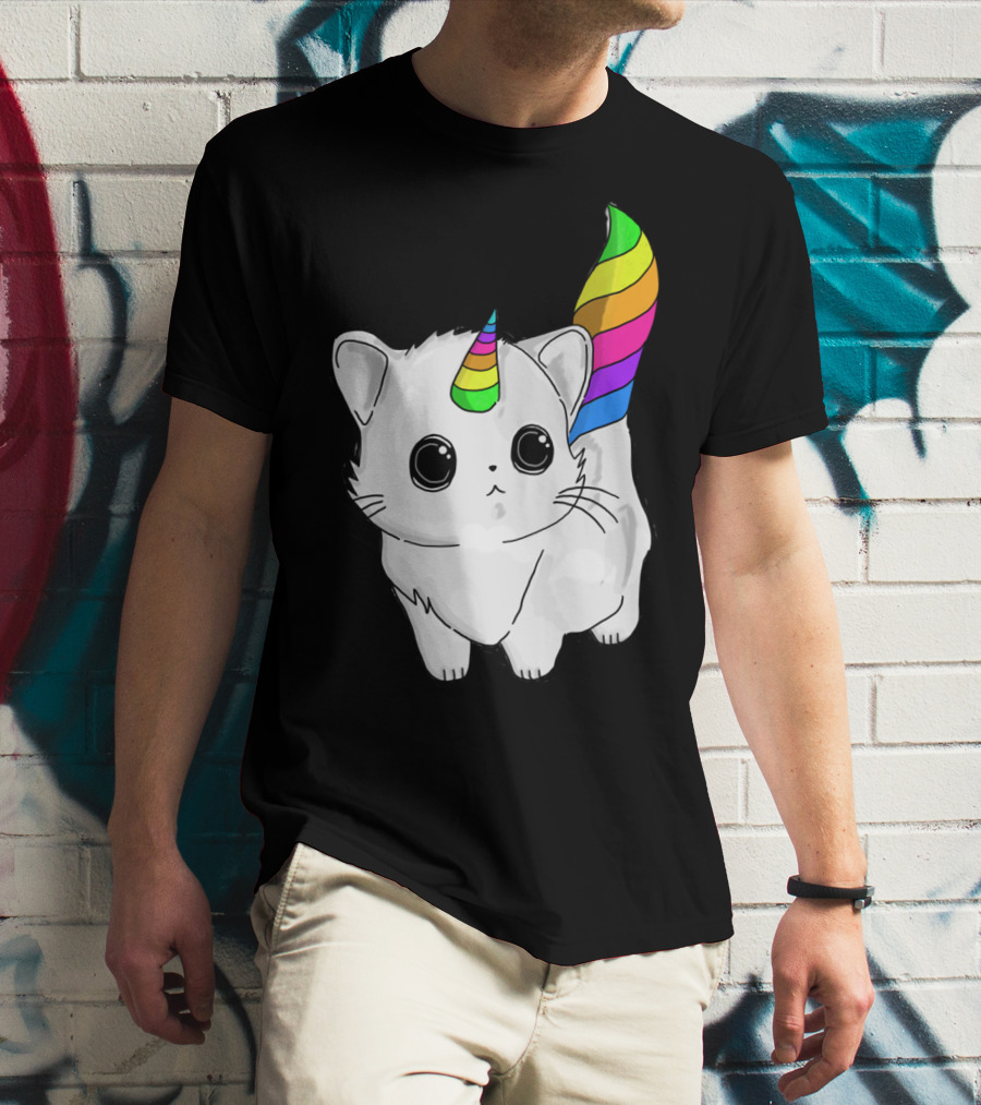 Caticorn Unicorn Rainbow Cat For Girls Boys Adults T-Shirt