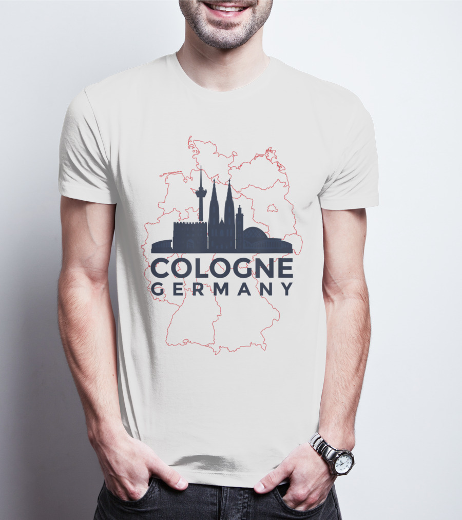 Cologne Germany Koln Skyline And Map Souvenir T-Shirt