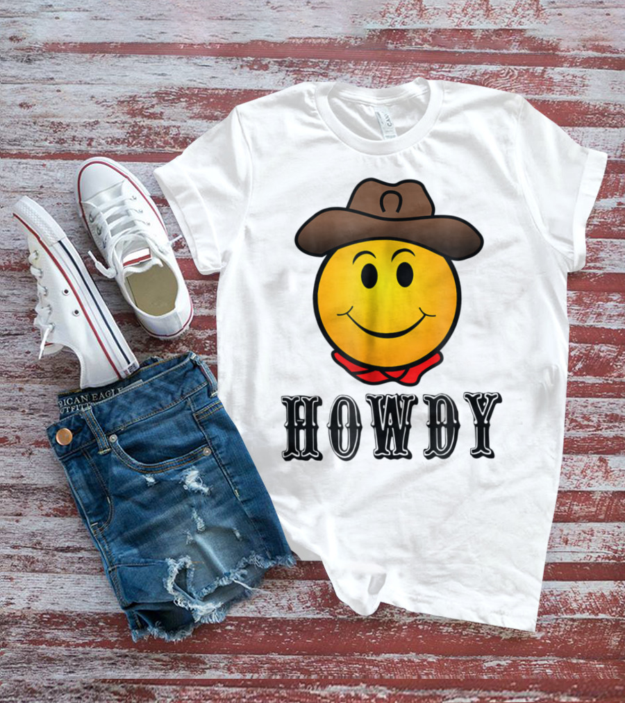 Howdy Cowboy Western Smiley Emoji Rodeo T-Shirt