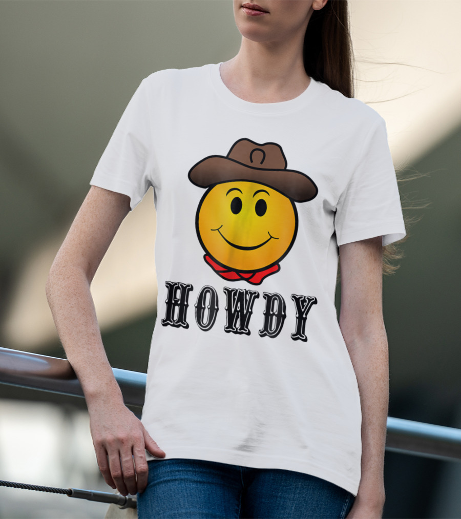 Howdy Cowboy Western Smiley Emoji Rodeo T-Shirt