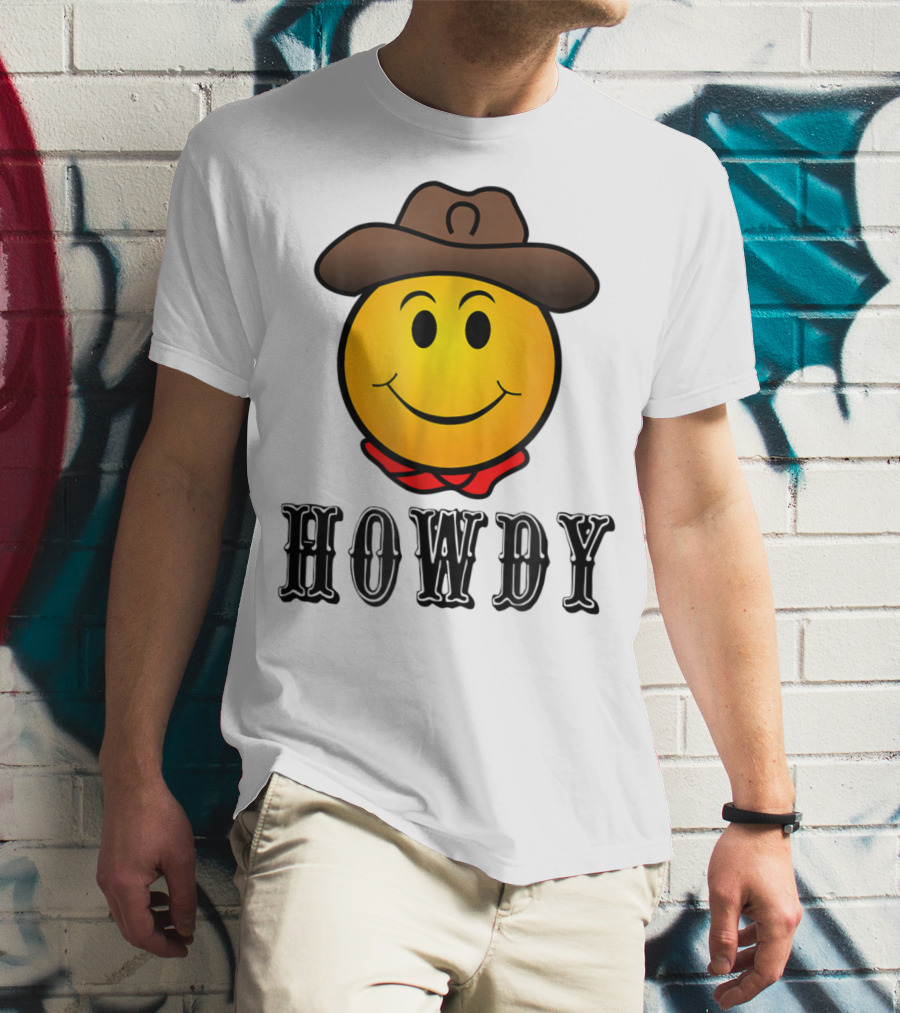Howdy Cowboy Western Smiley Emoji Rodeo T-Shirt