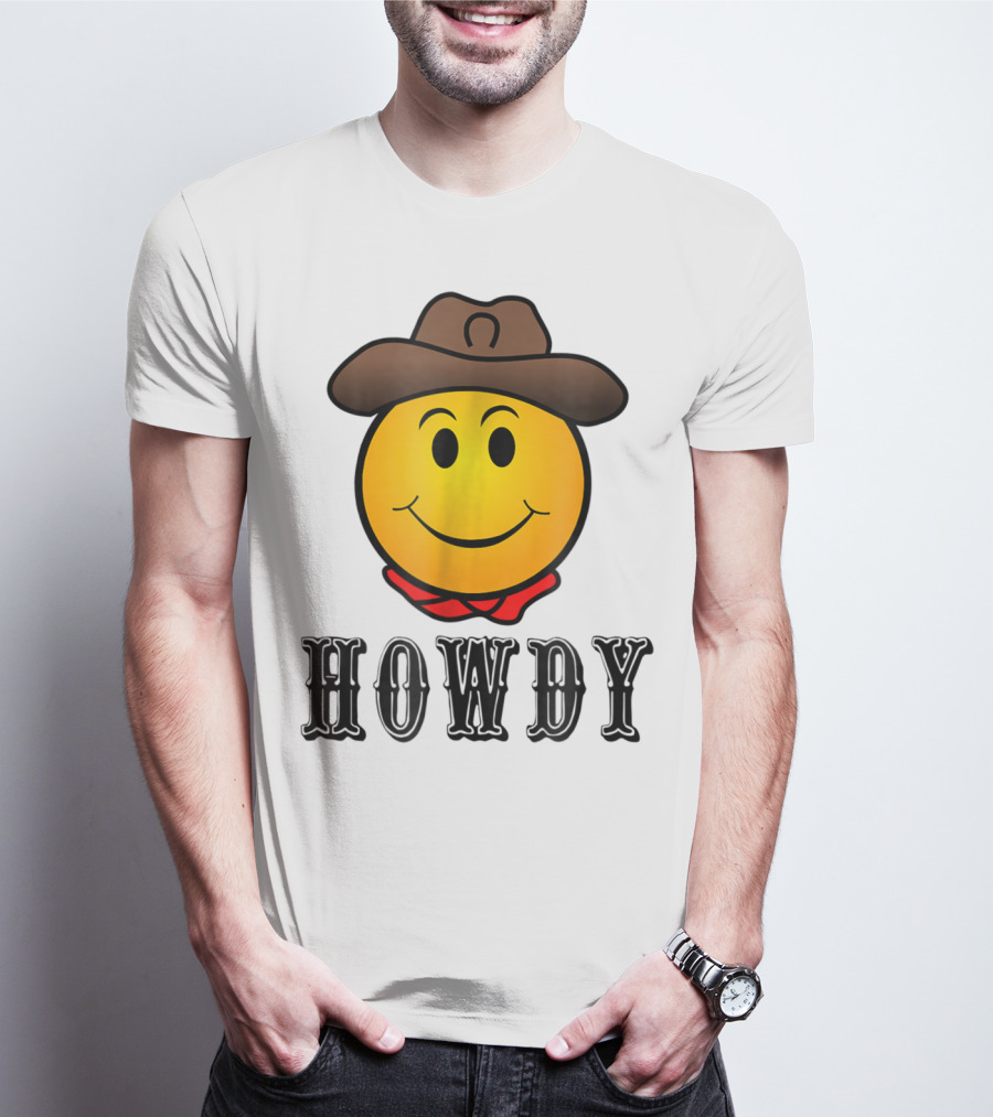 Howdy Cowboy Western Smiley Emoji Rodeo T-Shirt