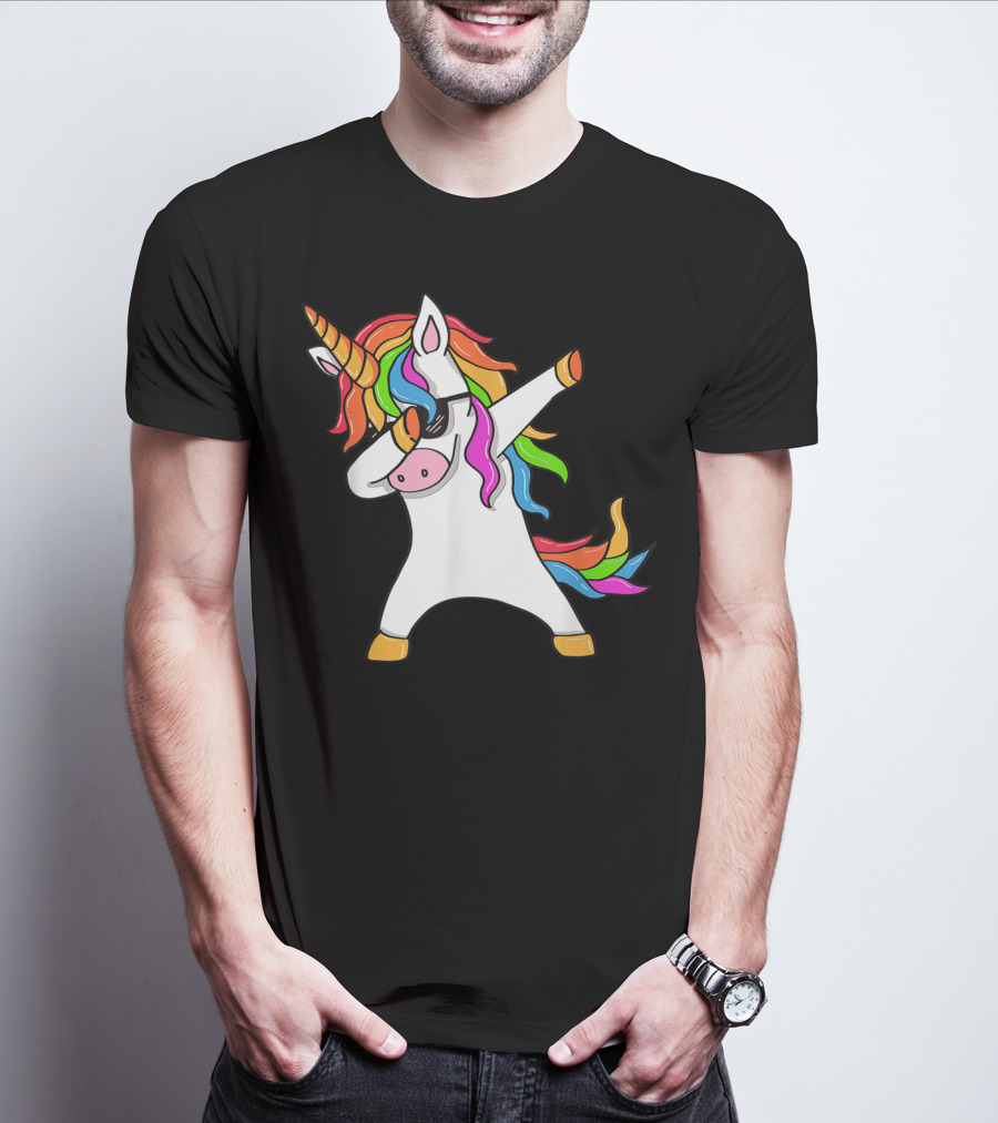 Dabbing Unicorn Rainbow Hair Dab Pose T-Shirt