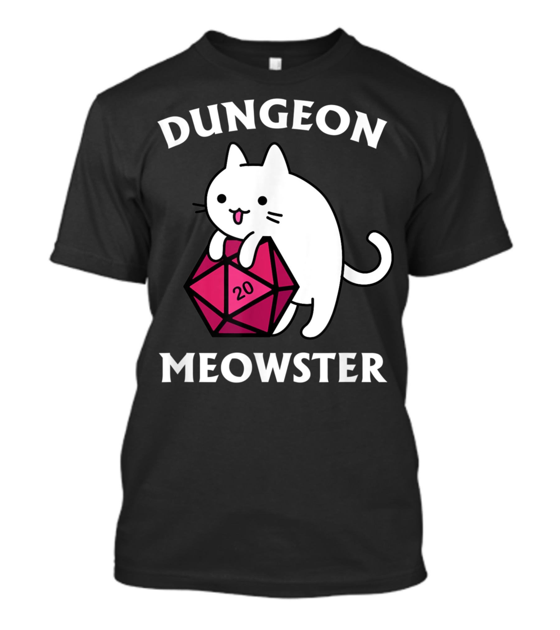 Dungeon Meowster Cat Hugging D20 Dice For Funny DnD Tabletop Gamer T-Shirt