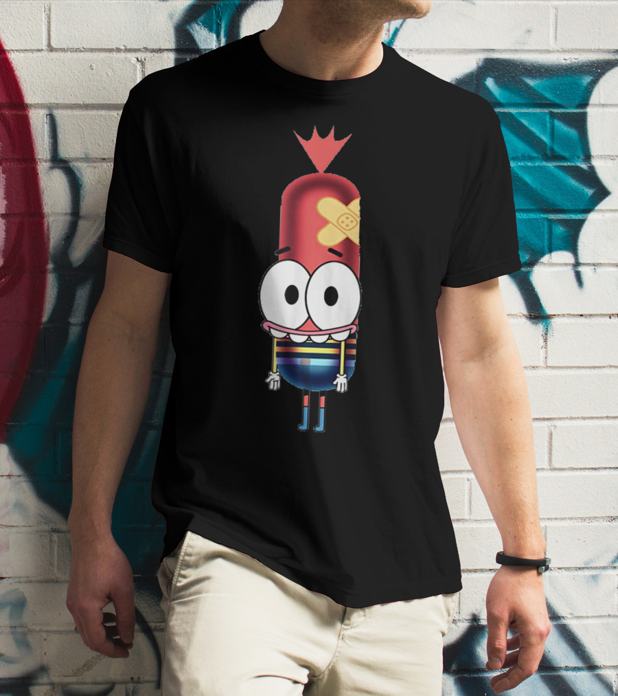 Funny Silly Idea Pinky Hotdog Cartoon Character T-Shirt