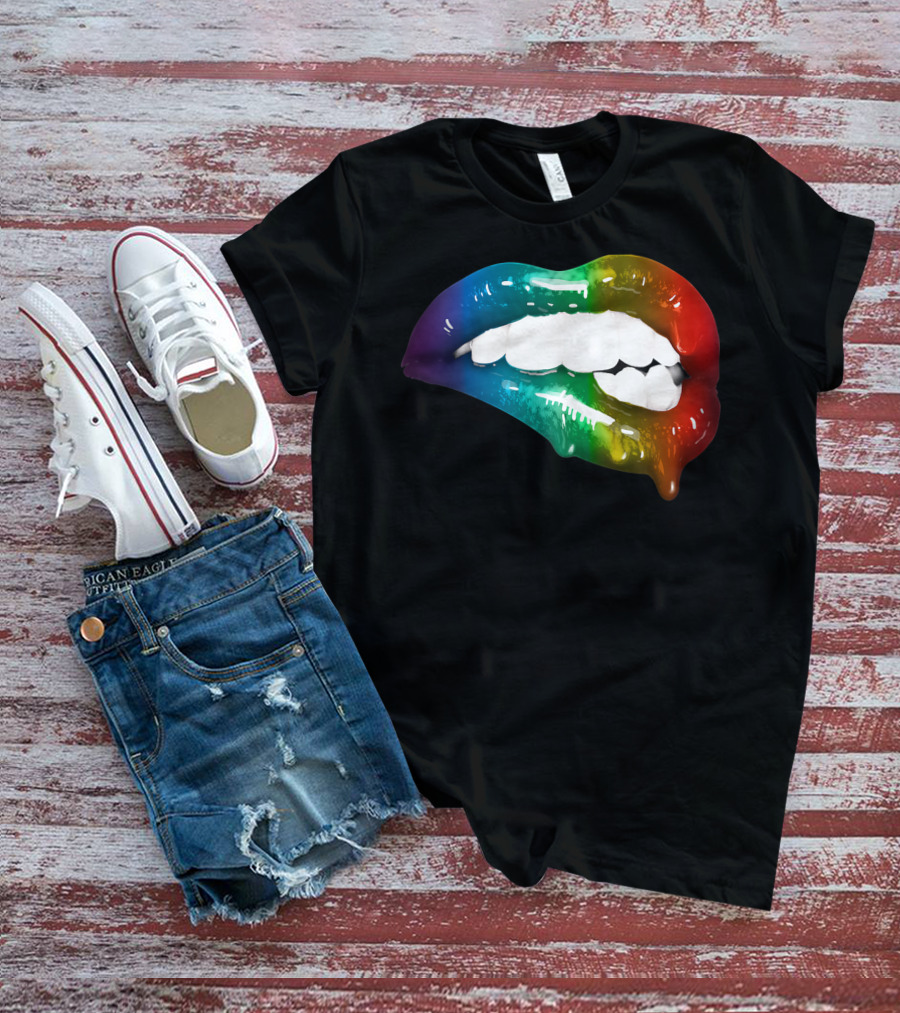 Rainbow Lips Cute Artful Makeup Addicts Lipstick Fashion Trends T-Shirt