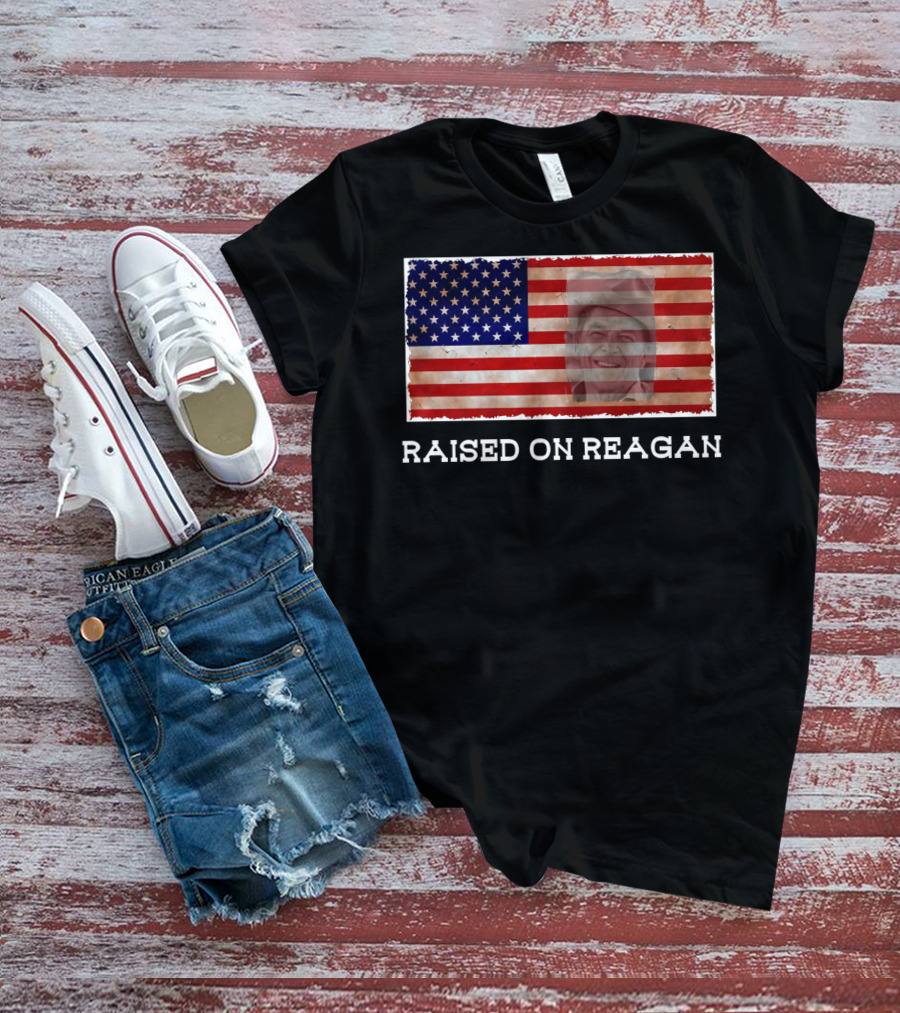 Raised On Reagan American Flag T-Shirt