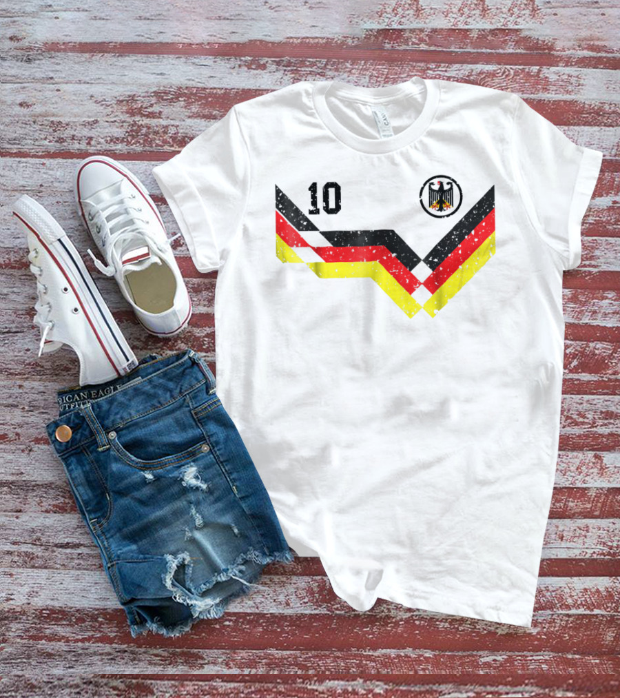 Deutschland Retro Soccer Jersey Number 10 With German Eagle Emblem T-Shirt