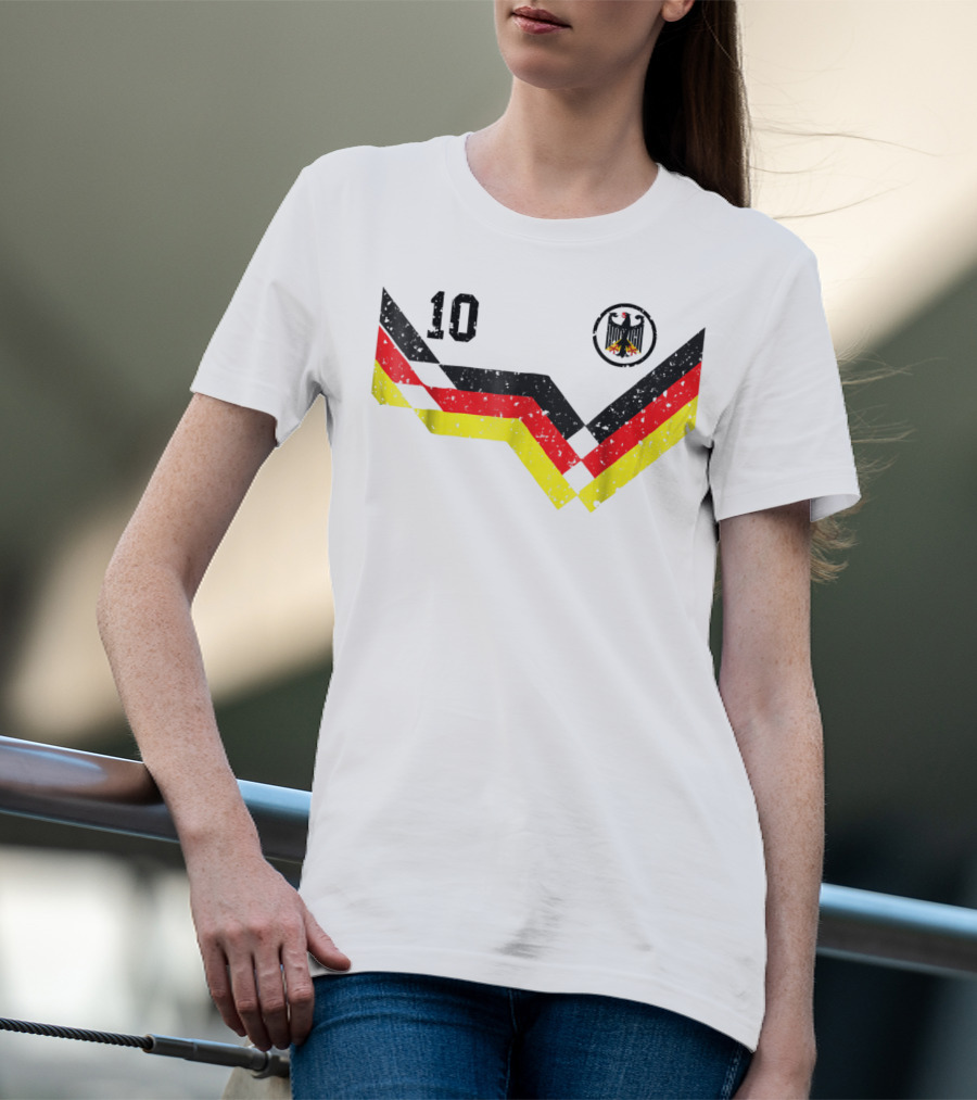 Deutschland Retro Soccer Jersey Number 10 With German Eagle Emblem T-Shirt