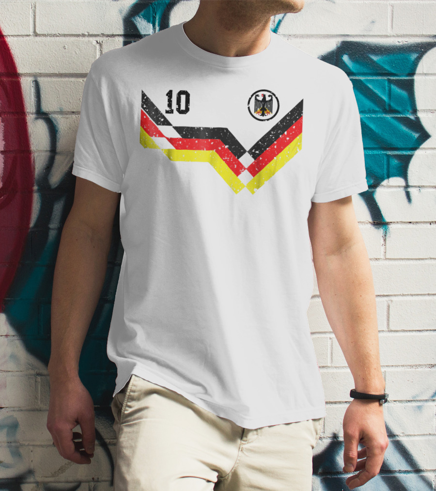 Deutschland Retro Soccer Jersey Number 10 With German Eagle Emblem T-Shirt