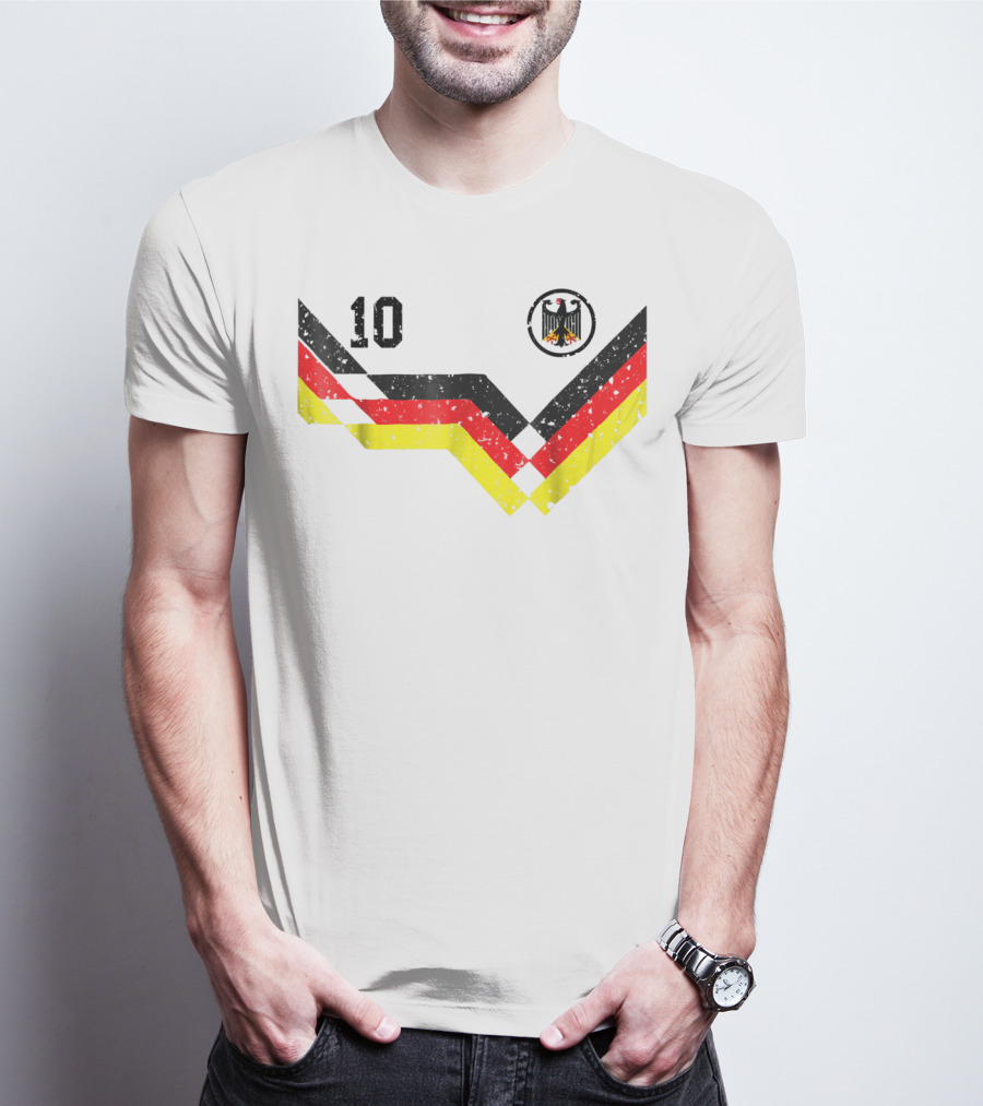 Deutschland Retro Soccer Jersey Number 10 With German Eagle Emblem T-Shirt