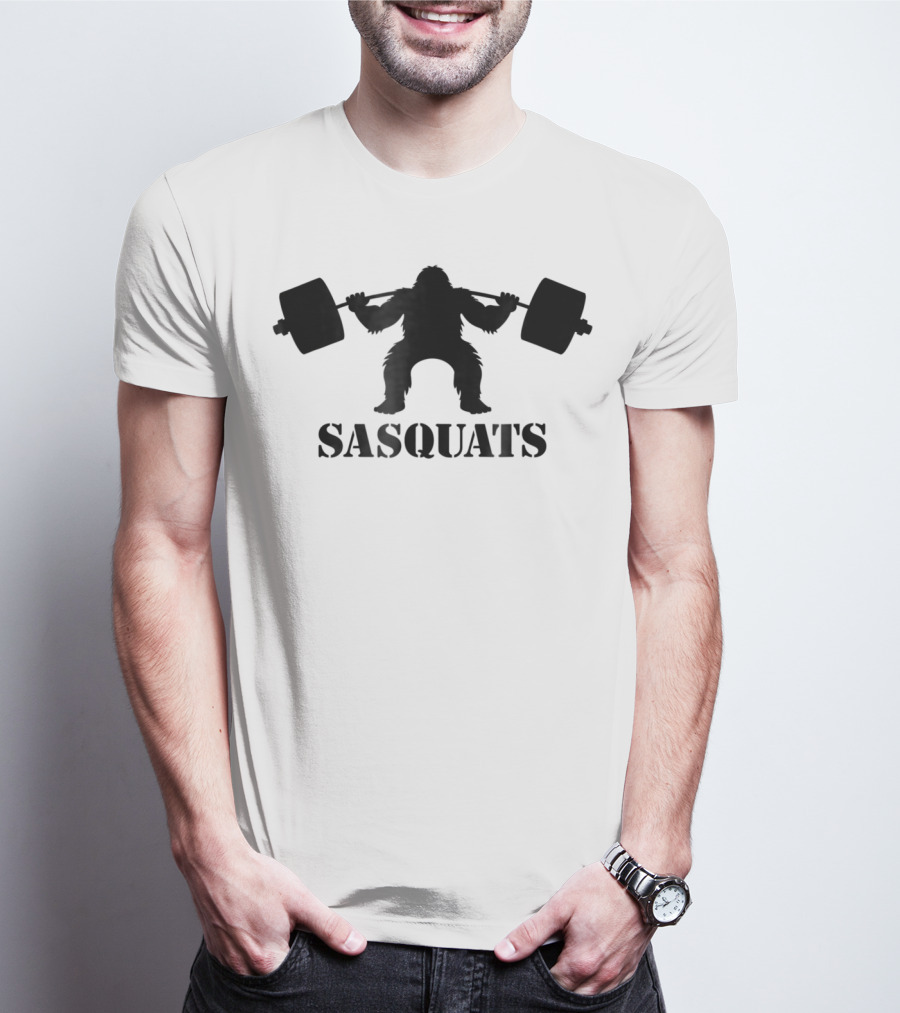 Sasquats Sasquatch Bigfoot Doing Squats With Weights T-Shirt