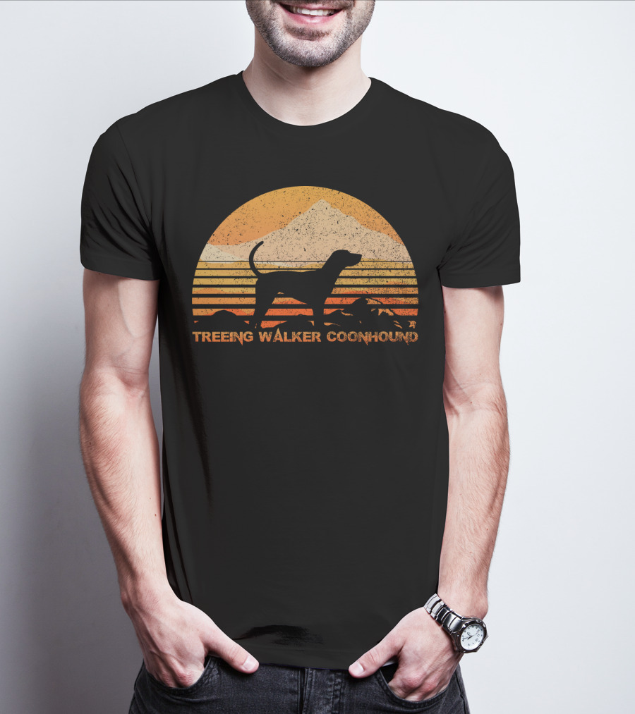 TREEING WALKER COONHOUND Retro Sunset T-Shirt