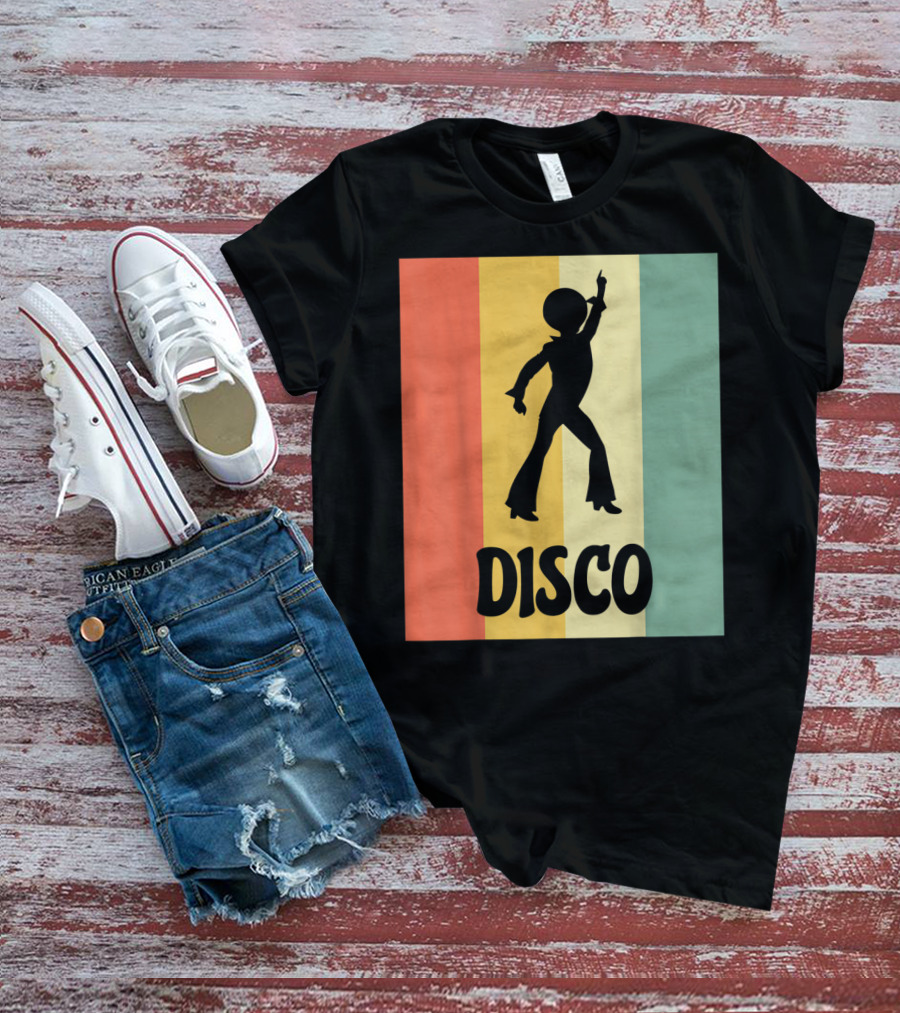 Disco Retro Funk Groove On Color Stripes T-Shirt