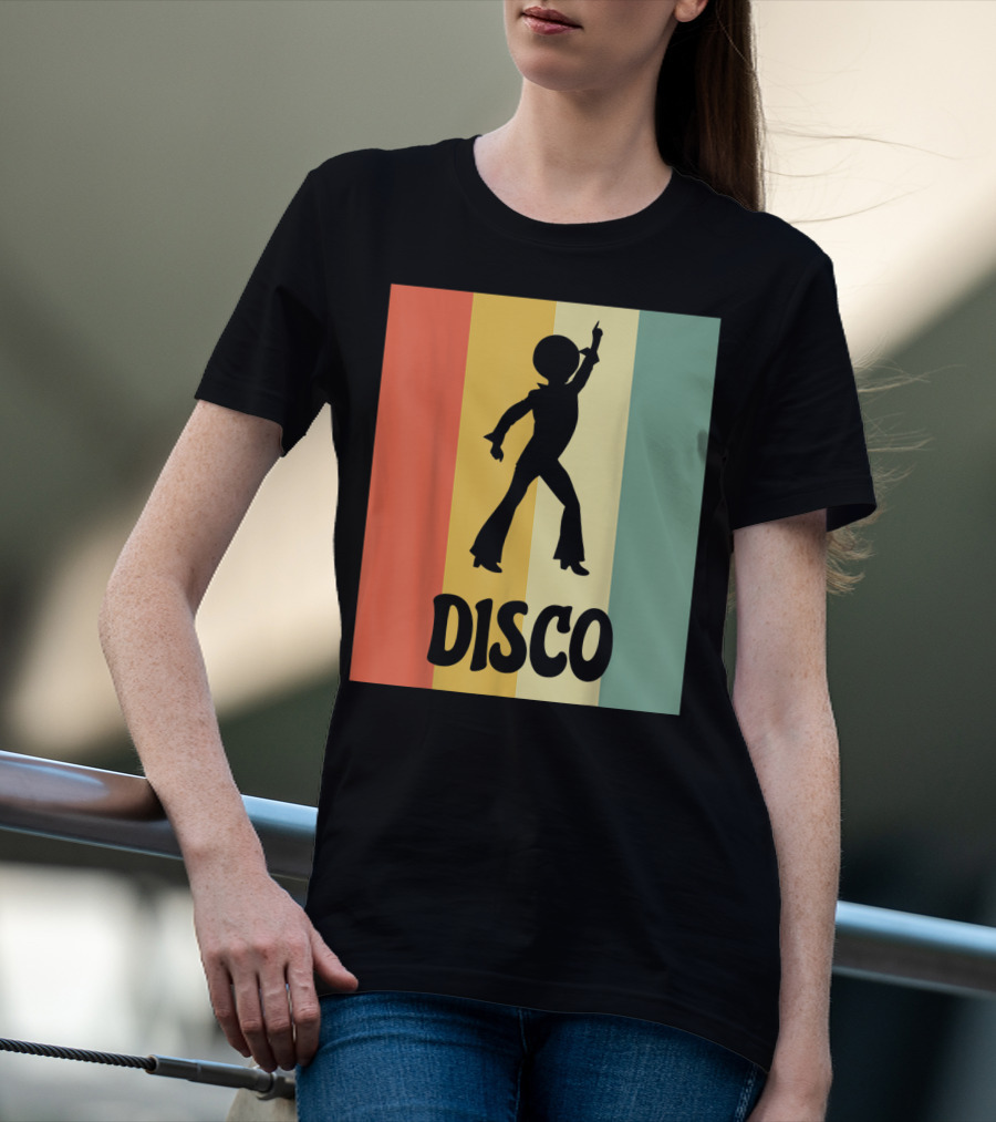 Disco Retro Funk Groove On Color Stripes T-Shirt