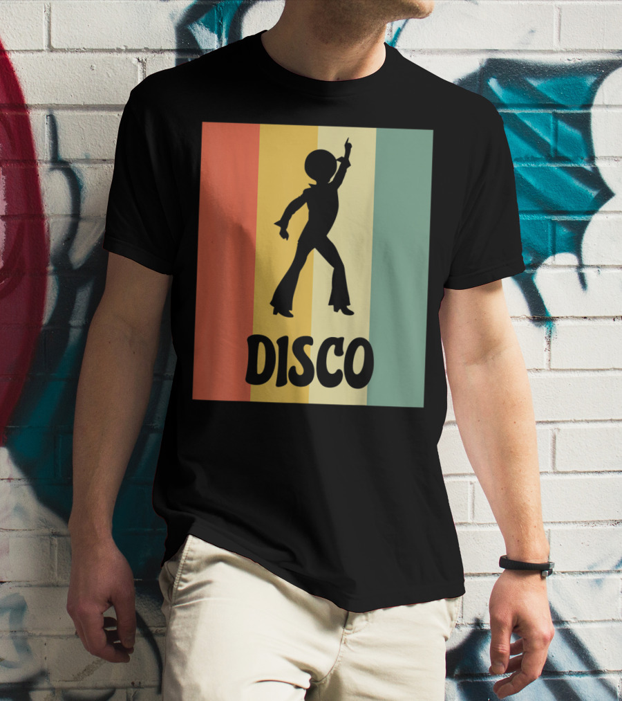 Disco Retro Funk Groove On Color Stripes T-Shirt
