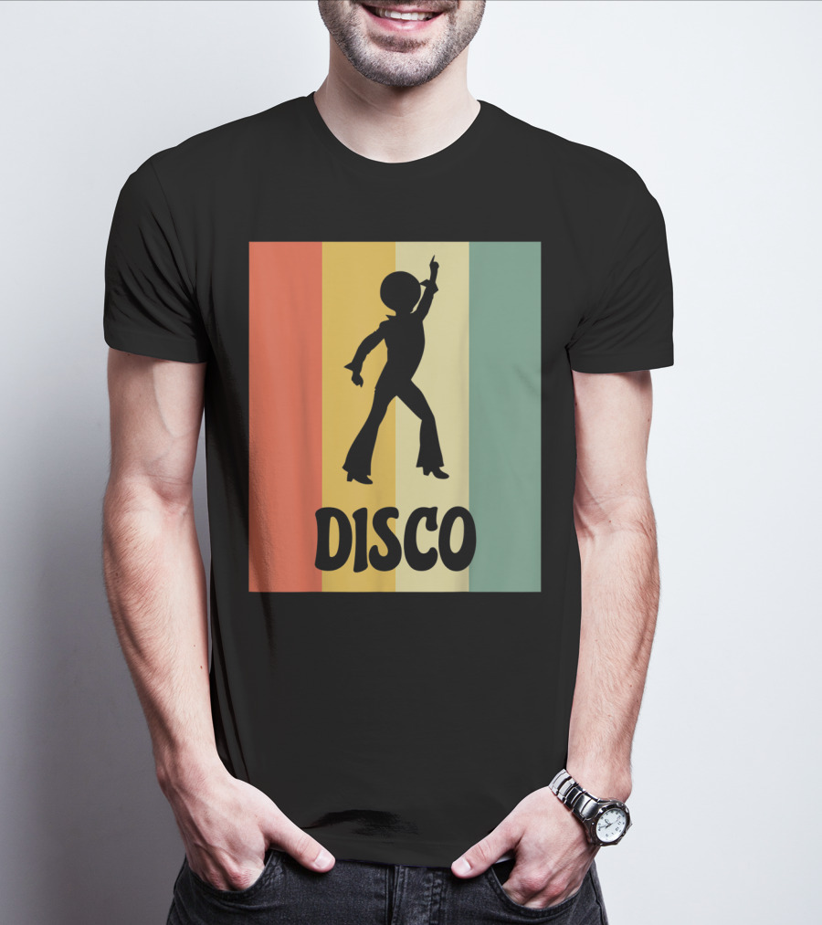 Disco Retro Funk Groove On Color Stripes T-Shirt