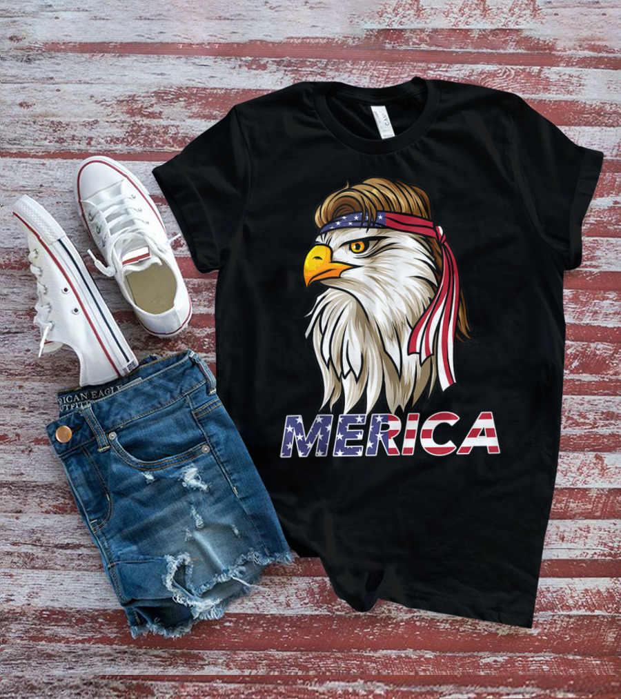 Bald Eagle Mullet Bandana Merica USA T-Shirt