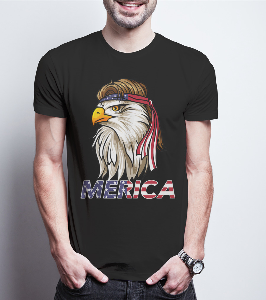 Bald Eagle Mullet Bandana Merica USA T-Shirt