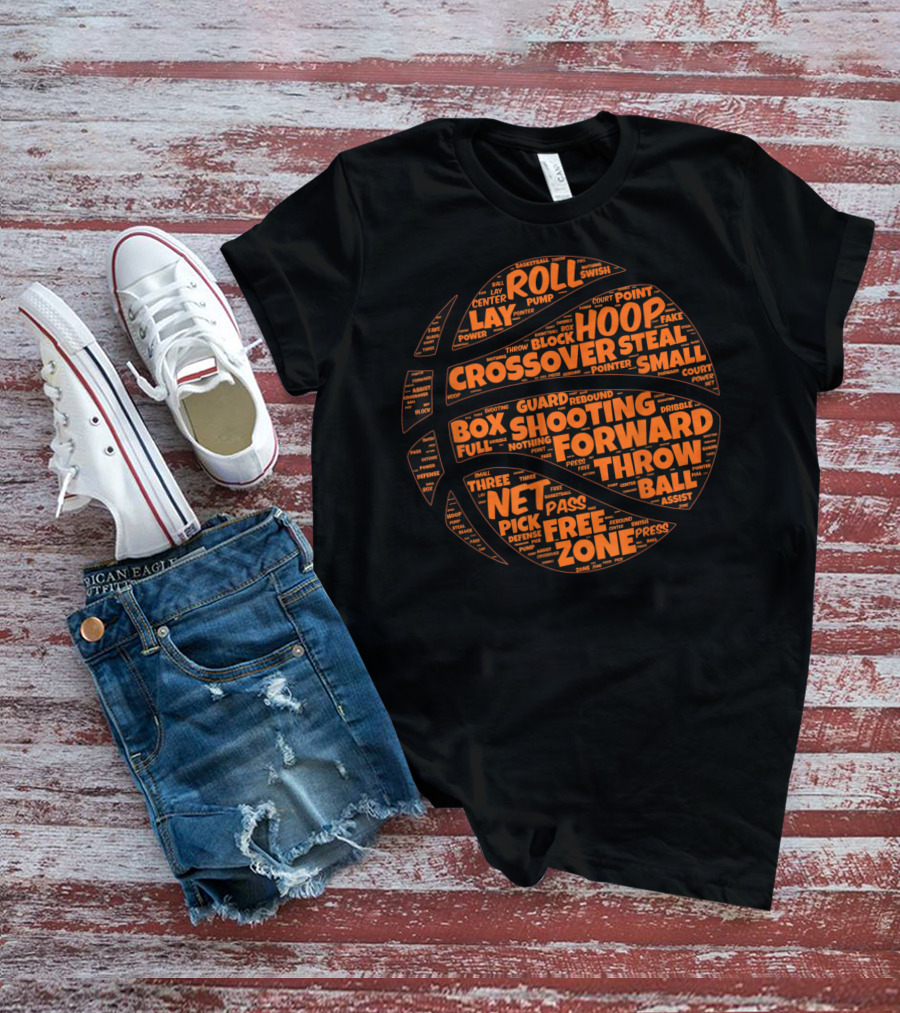 Basketball Sayings Typography In Orange Featuring Crossover Hoop Forward Play T-Shirt