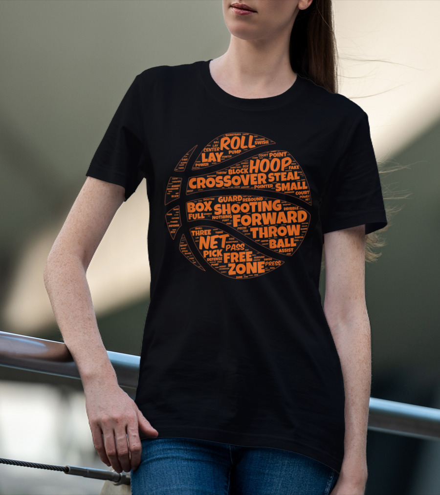 Basketball Sayings Typography In Orange Featuring Crossover Hoop Forward Play T-Shirt