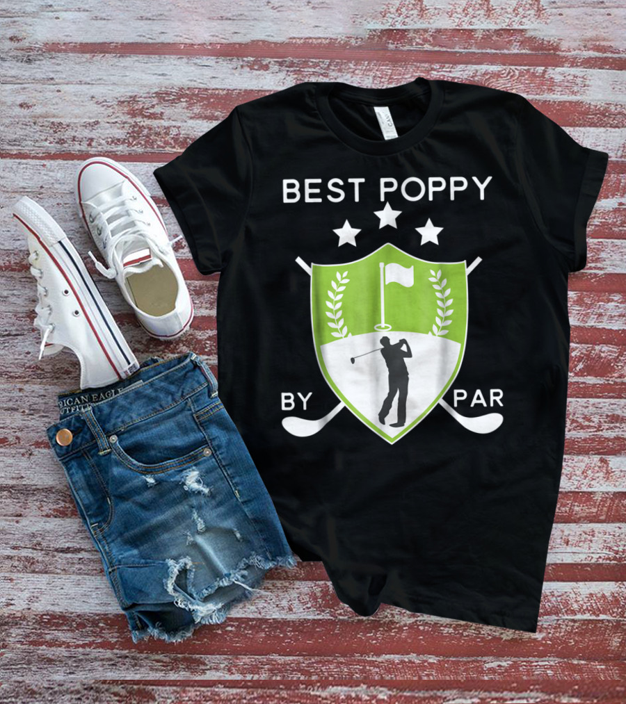 Best Poppy By Par Golf Golfer Crest Shield T-Shirt