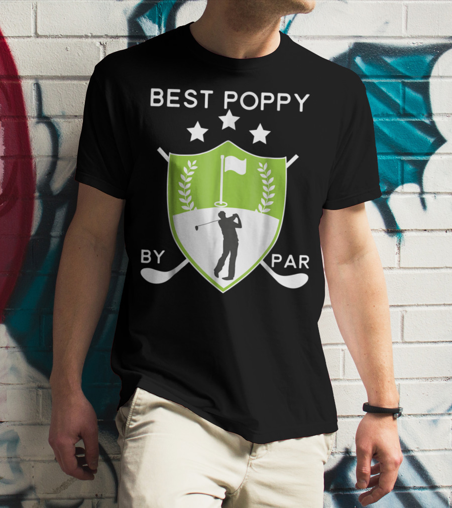 Best Poppy By Par Golf Golfer Crest Shield T-Shirt