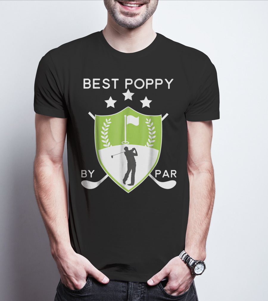 Best Poppy By Par Golf Golfer Crest Shield T-Shirt
