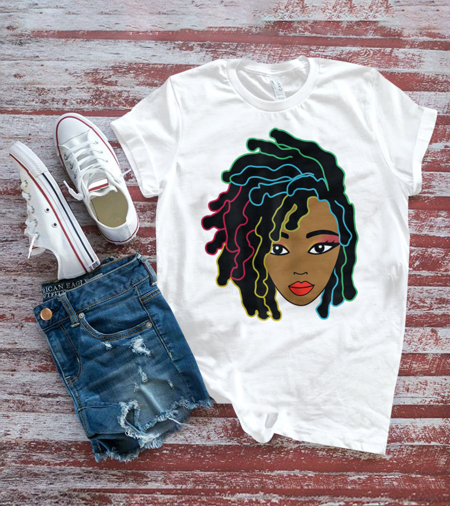 Black Girl With Colorful Locs Hair Pride T-Shirt