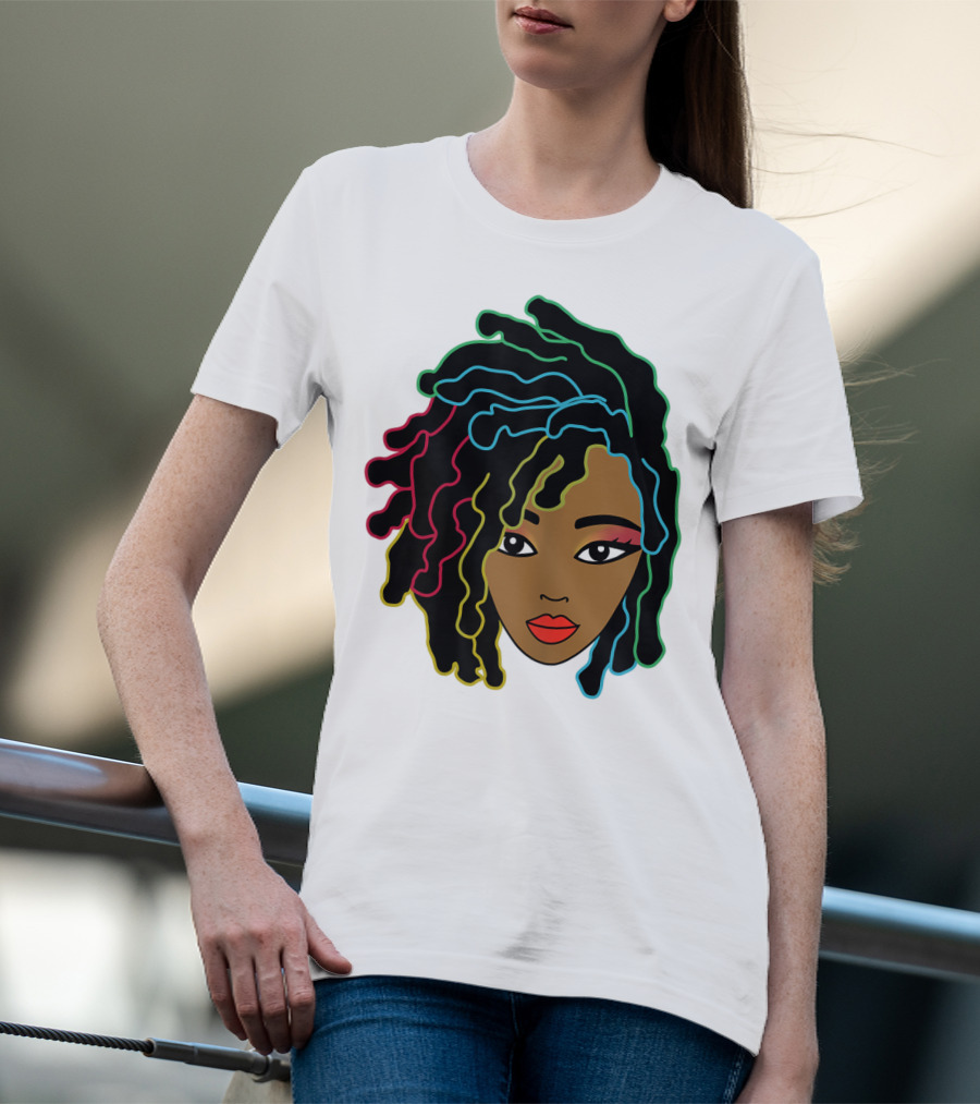 Black Girl With Colorful Locs Hair Pride T-Shirt