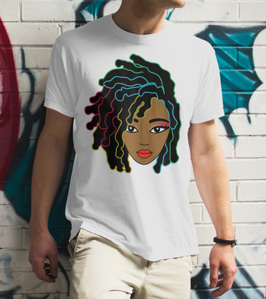 Black Girl With Colorful Locs Hair Pride T-Shirt