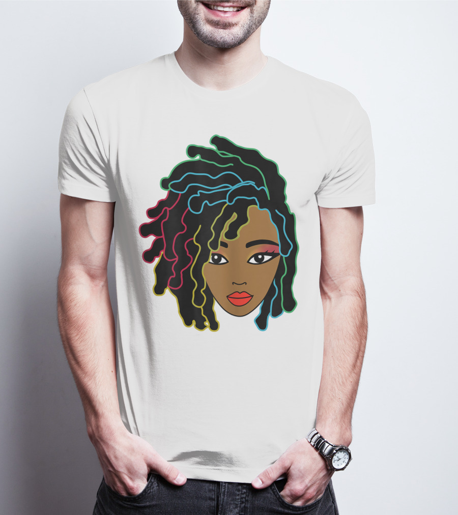 Black Girl With Colorful Locs Hair Pride T-Shirt