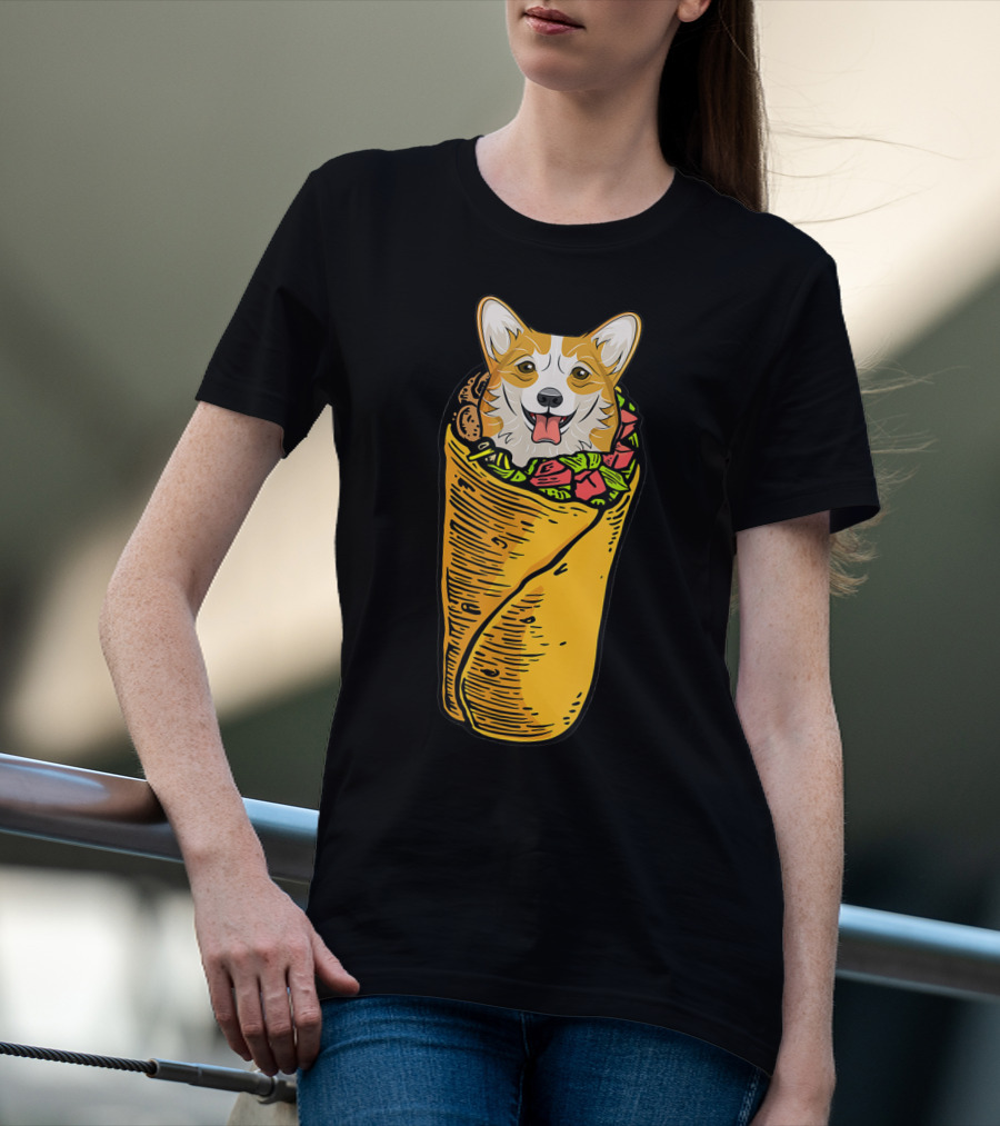 Cinco De Mayo Corgi In Burrito Mexican Food T-Shirt