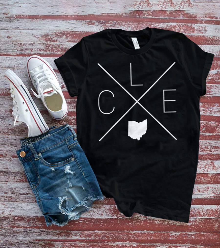 CLE Ohio Cross Cleveland Map T-Shirt
