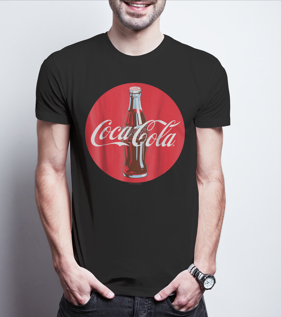 Coca Cola Classic Glass Bottle Red Circle T-Shirt