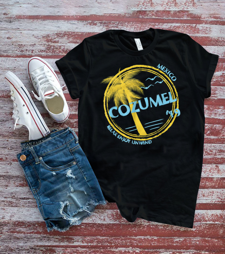 Cozumel Mexico Relax Enjoy Unwind Palm Tree 79 Spring Brea Souvenir T-Shirt
