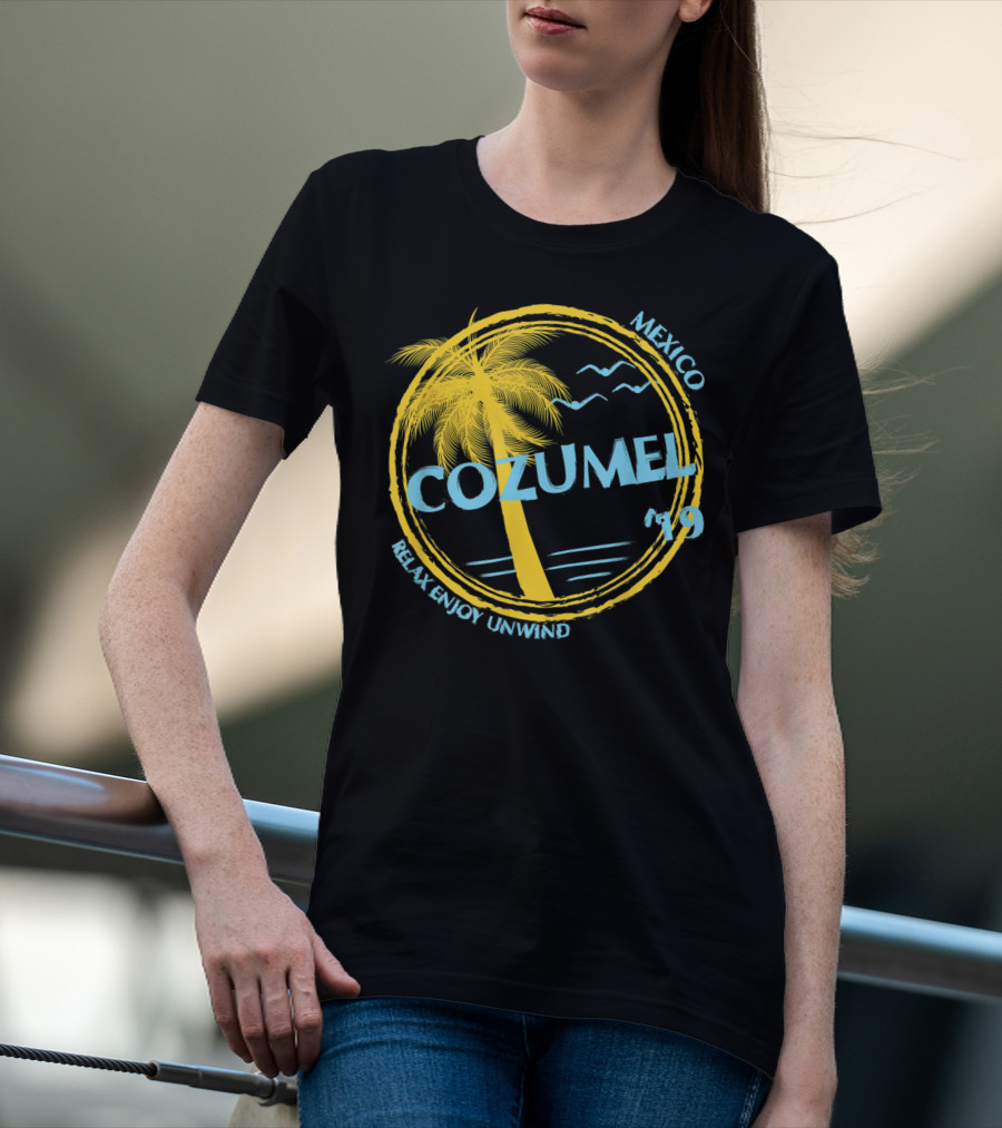 Cozumel Mexico Relax Enjoy Unwind Palm Tree 79 Spring Brea Souvenir T-Shirt