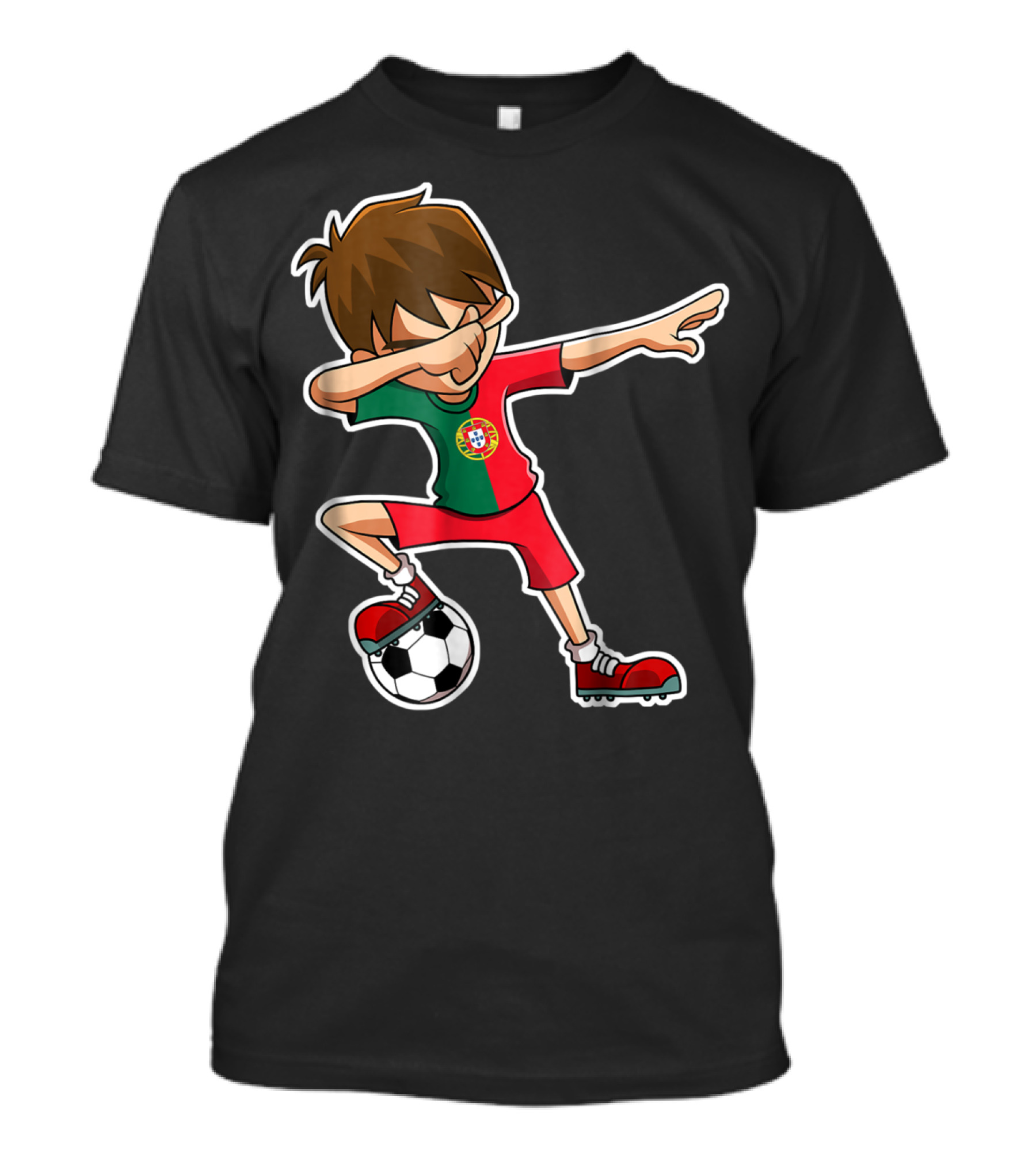 Dabbing Soccer Boy With Portugese Flag And Soccer Ball T-Shirt