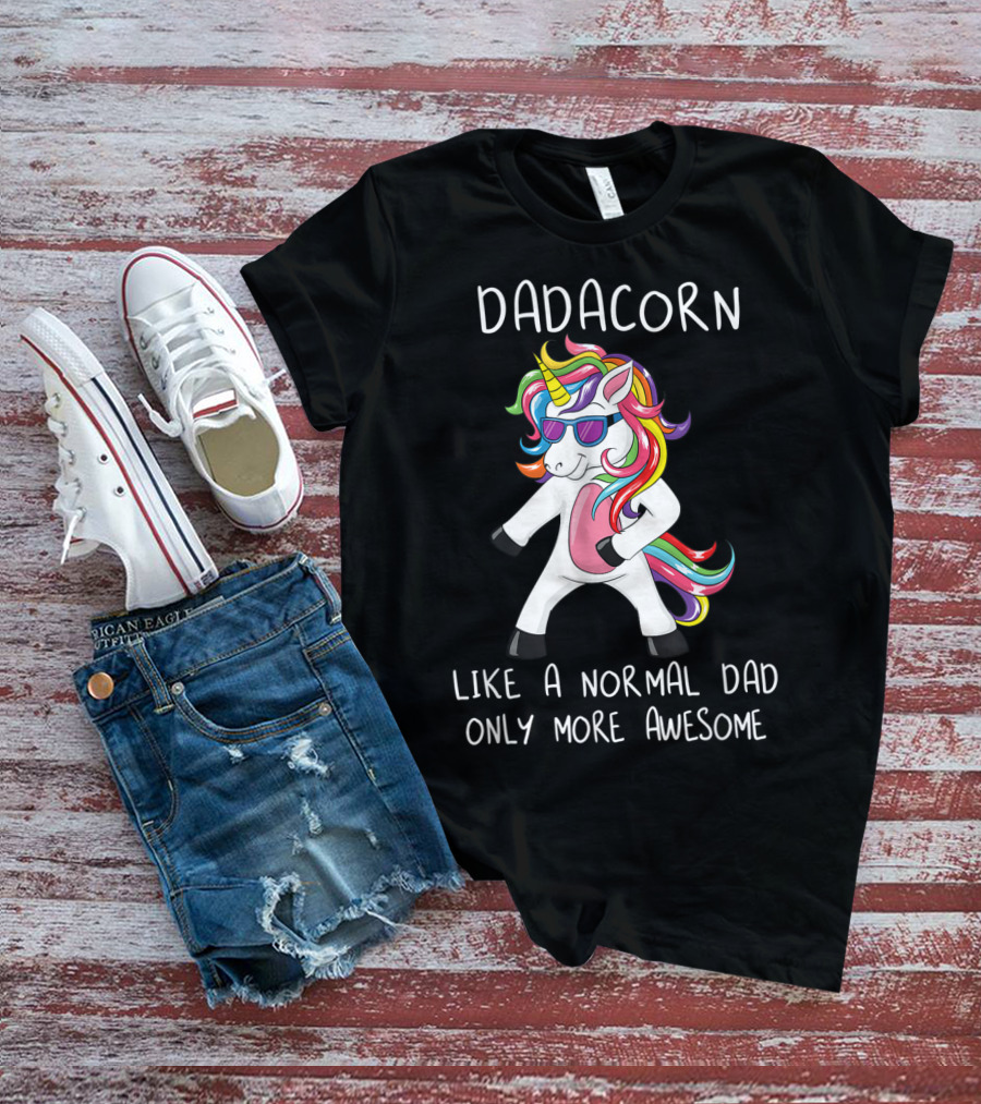 Dadacorn Like A Normal Dad Only More Awesome Flossing Unicorn T-Shirt
