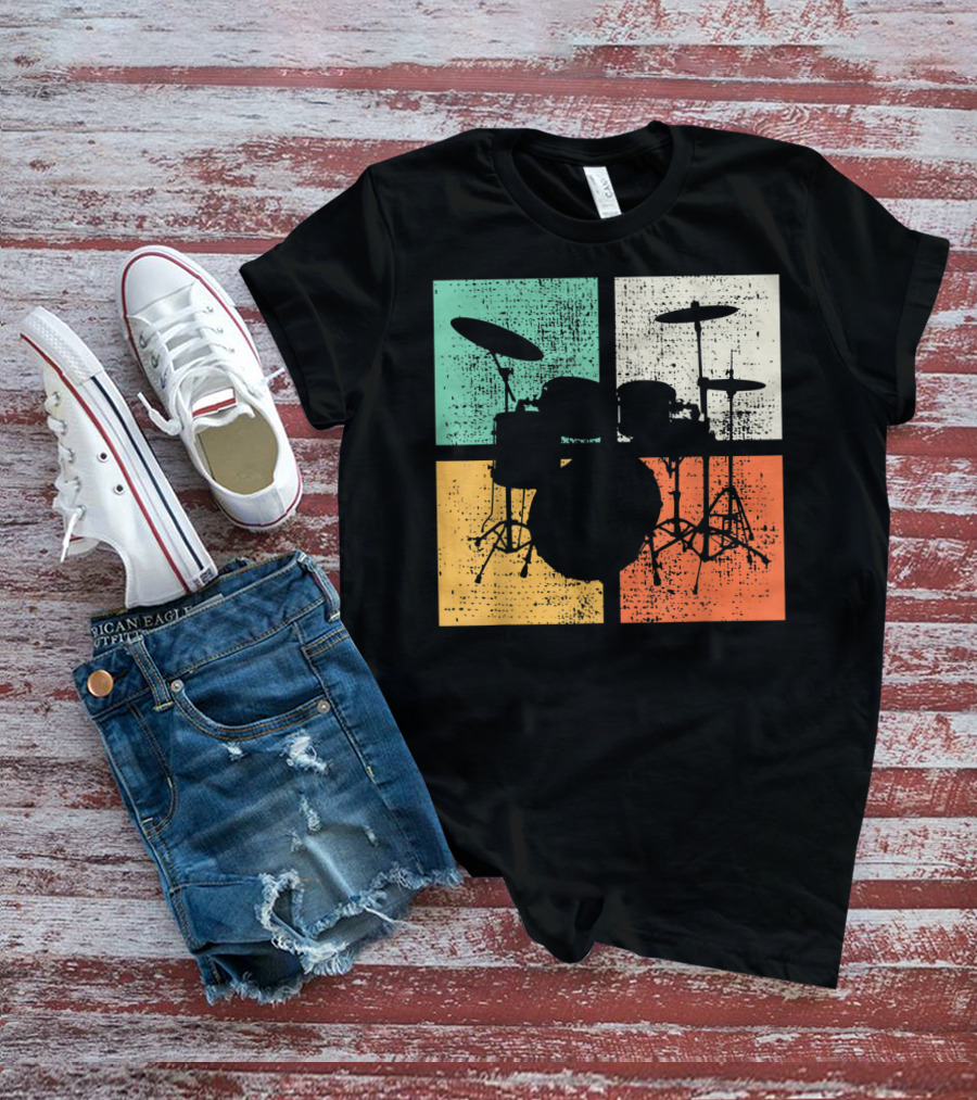 Drummer Drumline Drumset Retro Drum Kit T-Shirt