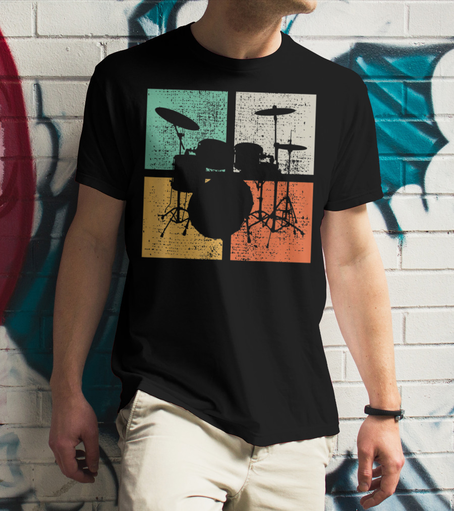 Drummer Drumline Drumset Retro Drum Kit T-Shirt