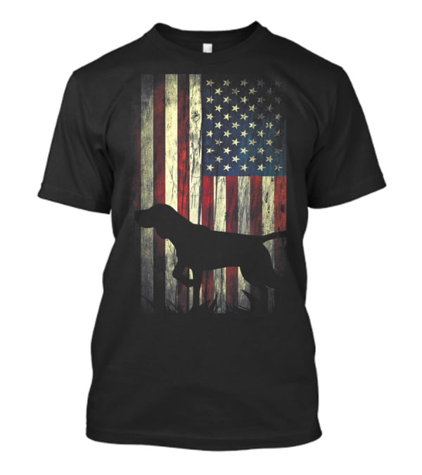 German Shorthaired Pointer Silhouette American Flag T-Shirt