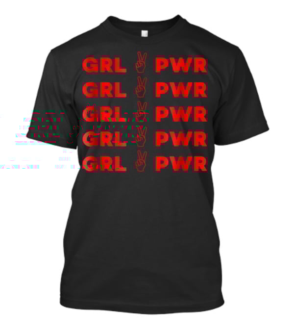 GRL PWR Repeated With Peace Hand Gesture Empowerment T-Shirt