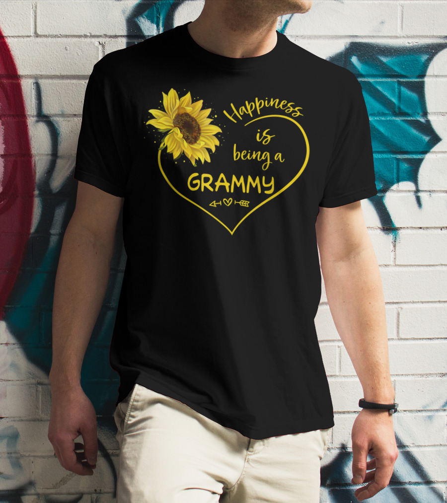 Happiness Is Being A Grammy Sunflower Heart With Arrow T-Shirt