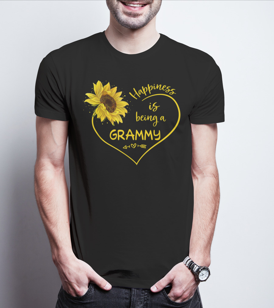 Happiness Is Being A Grammy Sunflower Heart With Arrow T-Shirt