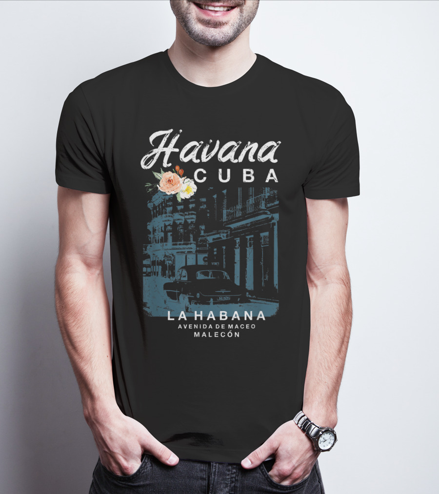Havana Cuba La Habana Avenida De Maceo Malecón Vintage Travel T-Shirt
