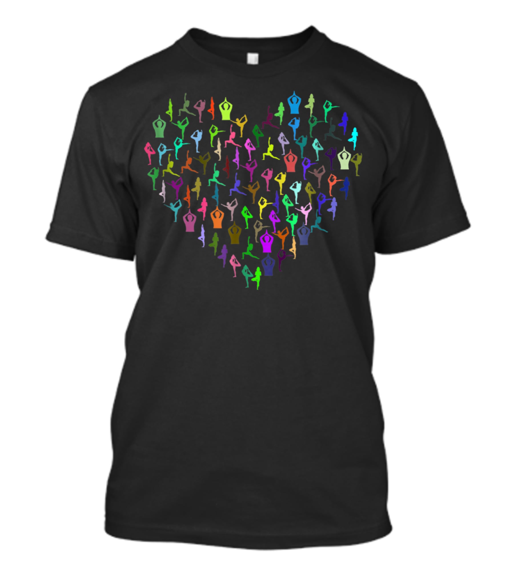 Heart Made Of Yoga Positions In Vibrant Colors T-Shirt